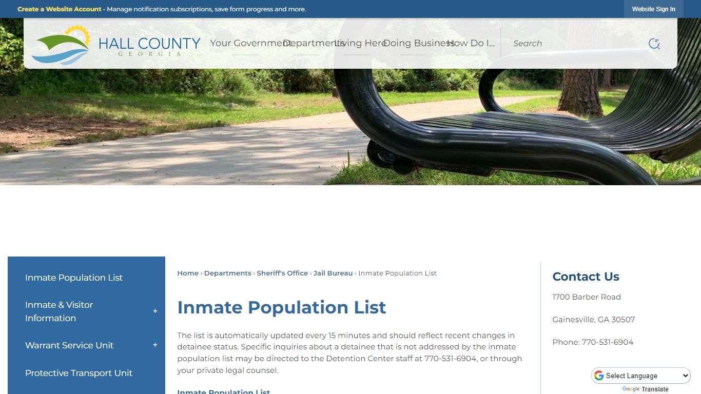 Inmate Population List | Hall County, GA - Official Website