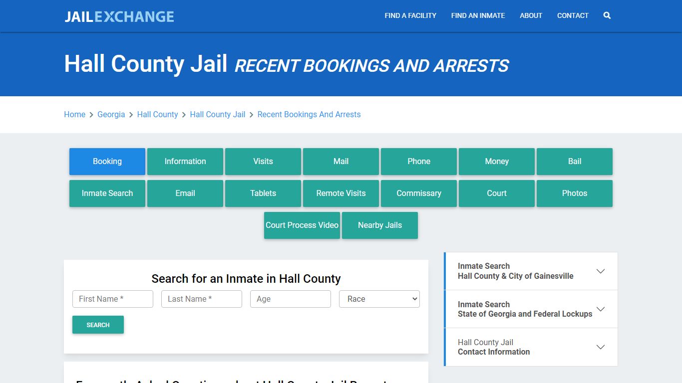 Hall County Jail GA Recent Arrests and Bookings - Jail Exchange